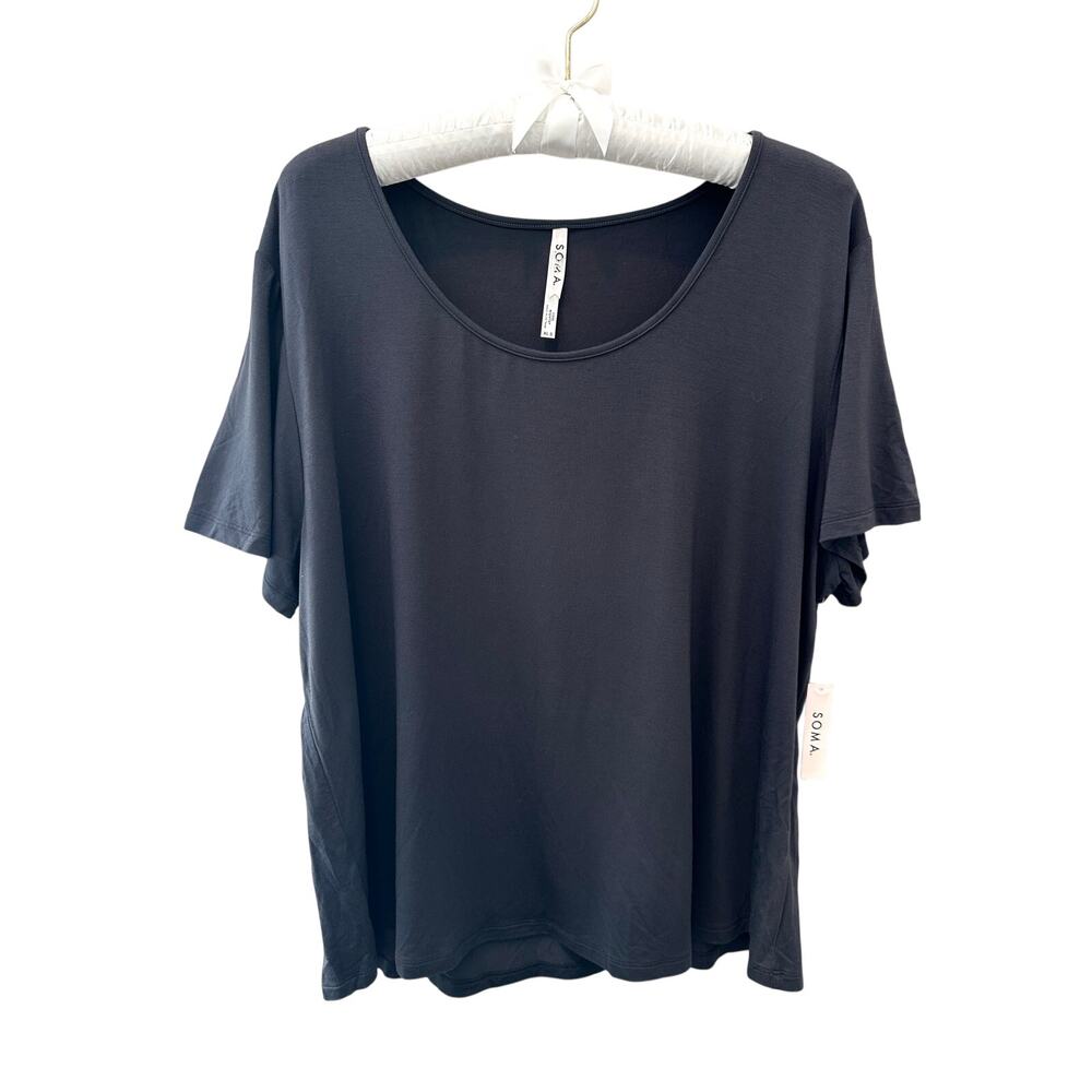 SOMA Cool Nights Gray Short Sleeve Tee Soft Stretch Sleep Lounge Top NWT | XL
